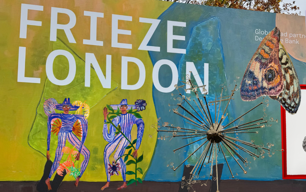 Frieze London billboard with a collection of the artwork edited into the image.